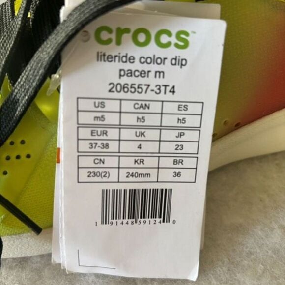LiteRide By Crocs Color Dip Pacer Size M5 Lace Up Sneakers *New* - Picture 7 of 7